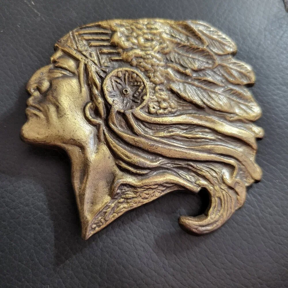 1970'S VINTAGE NATIVE AMERICAN CHIEF HEAD BELT BUCKLE